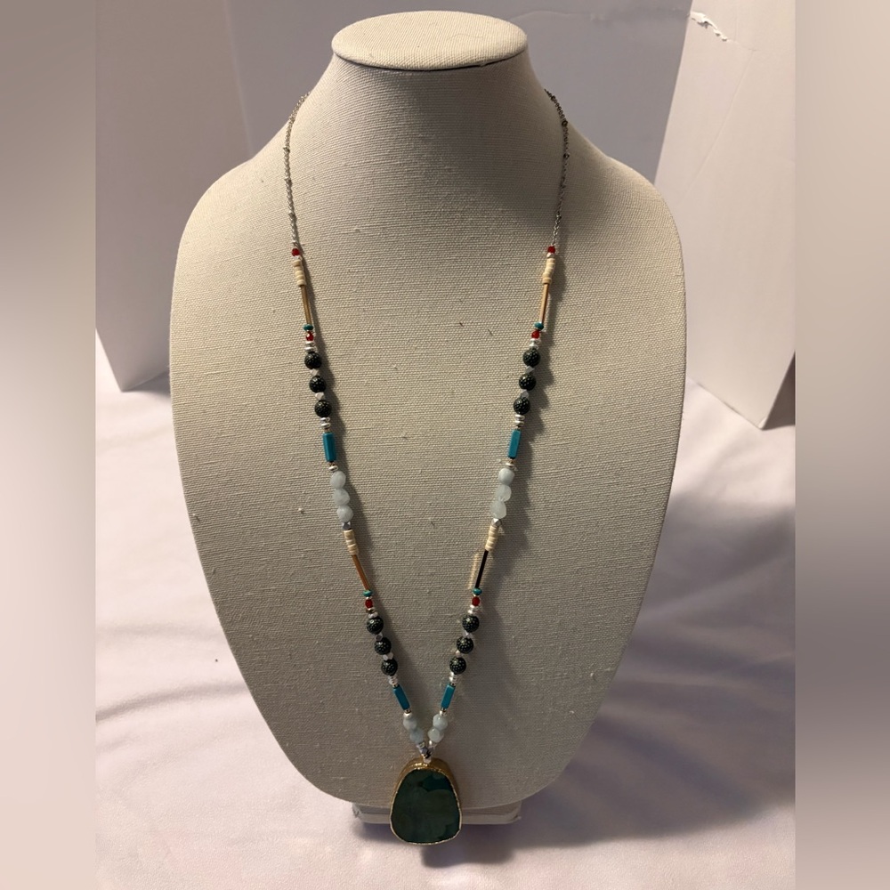 JJill Elegant Multi-Color Beaded Necklace with Pendant
